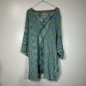 Catherine's Women's‎ 4X Knit Metallic Striped Tunic Top Boho Festival Summer